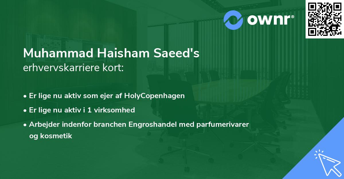 Muhammad Haisham Saeed's erhvervskarriere kort