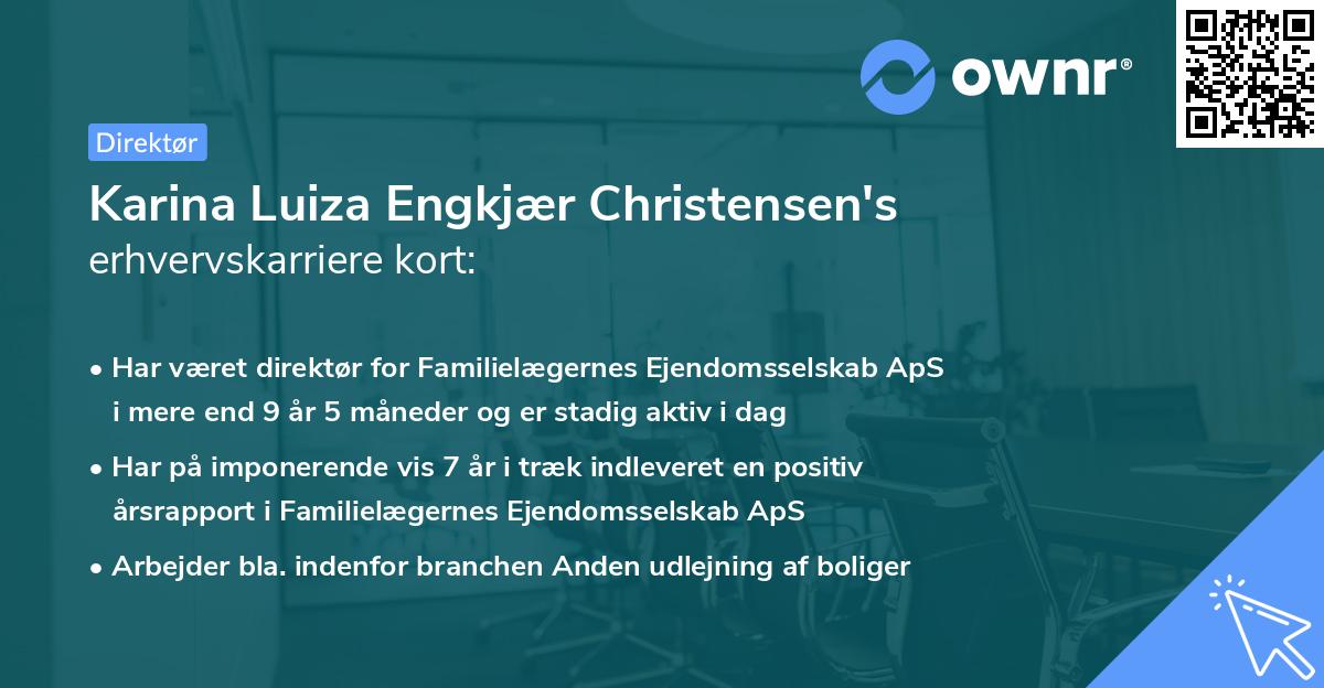 Karina Luiza Engkjær Christensen's erhvervskarriere kort