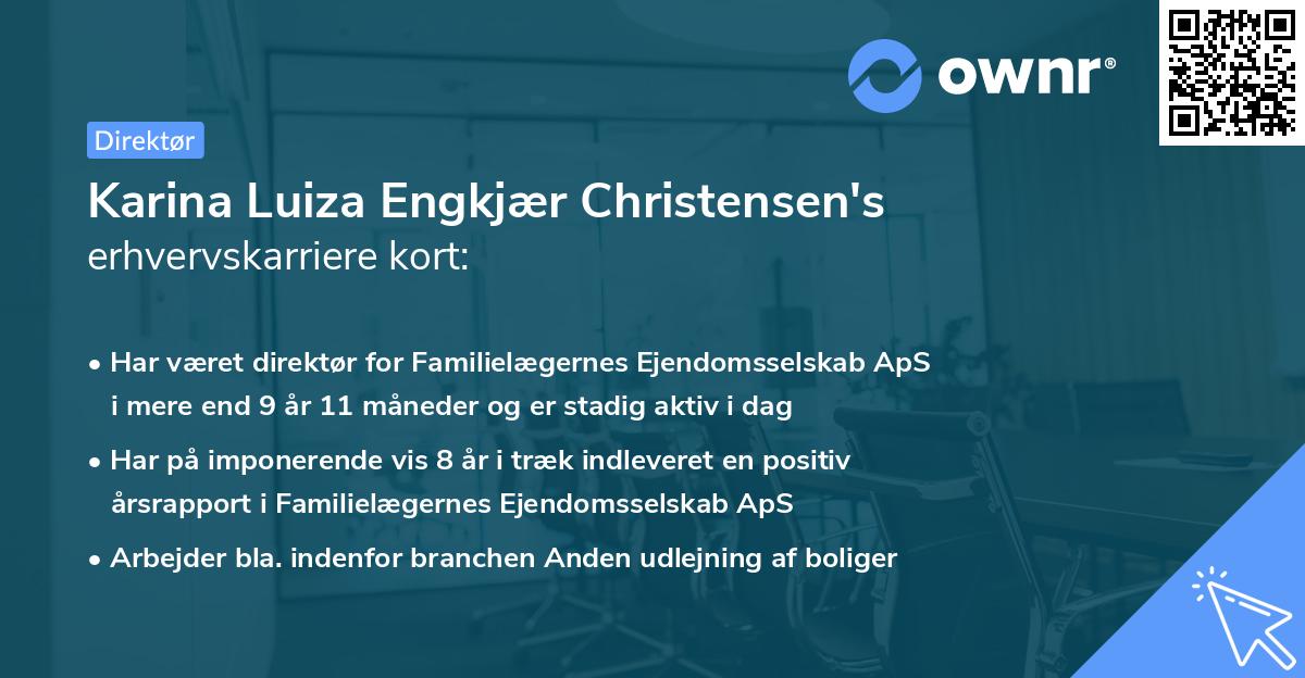 Karina Luiza Engkjær Christensen's erhvervskarriere kort