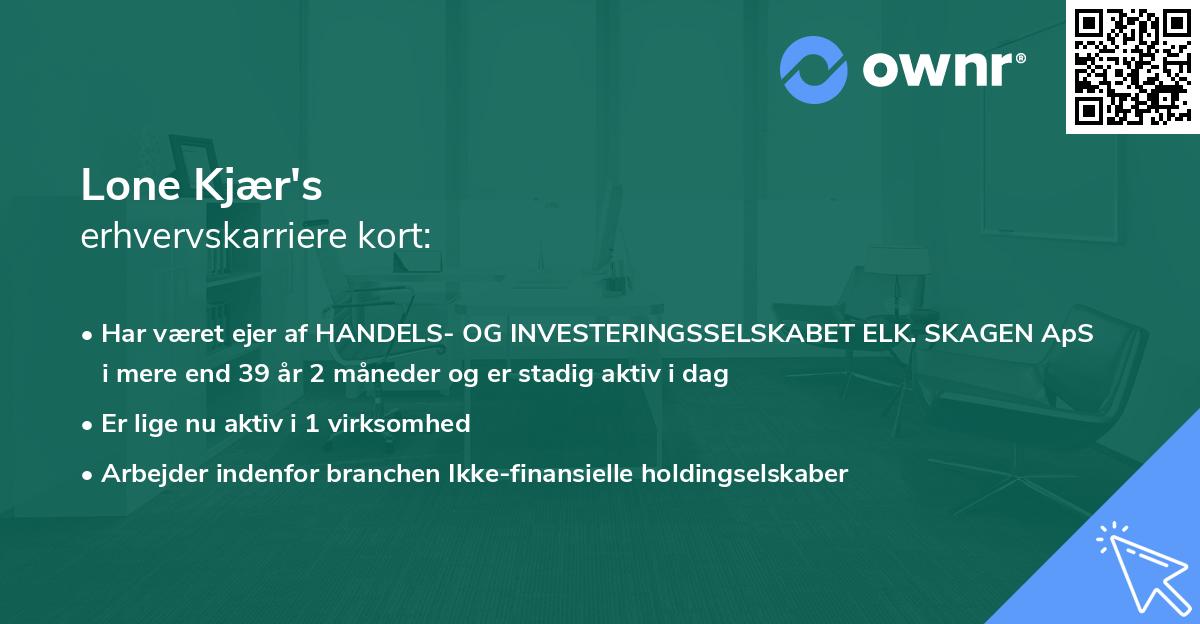 Lone Kjær's erhvervskarriere kort