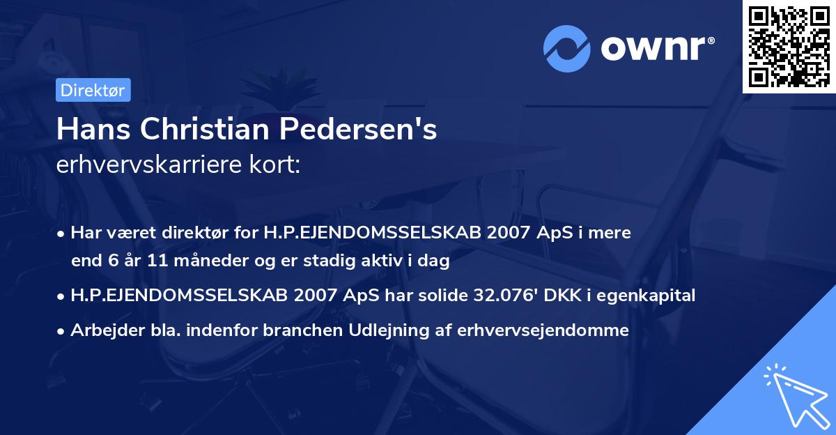 Hans Christian Pedersen's erhvervskarriere kort