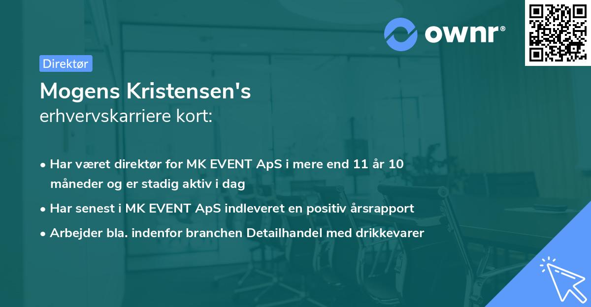 Mogens Kristensen's erhvervskarriere kort