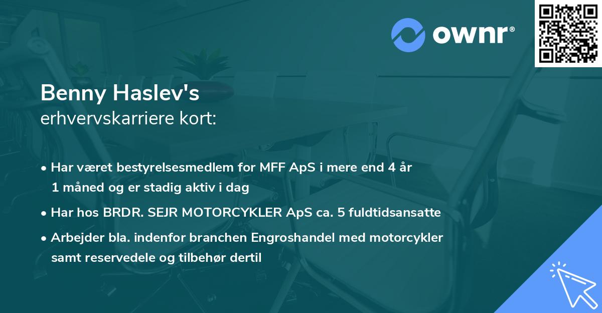 Benny Haslev's erhvervskarriere kort