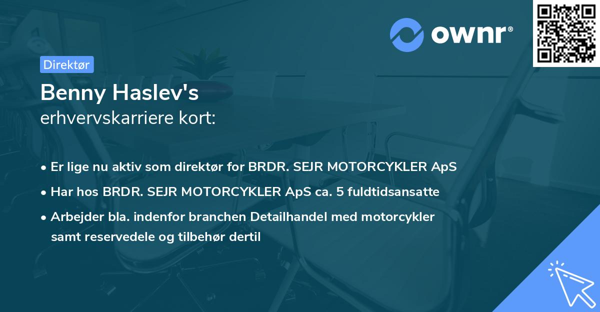 Benny Haslev's erhvervskarriere kort