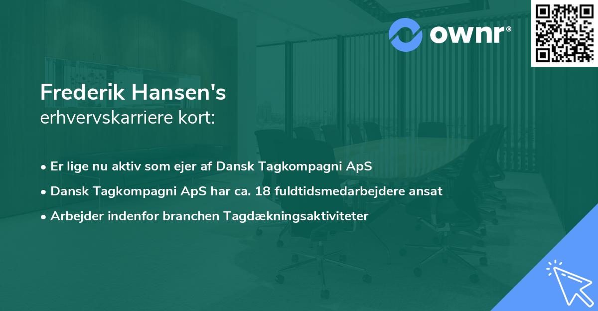Frederik Hansen's erhvervskarriere kort