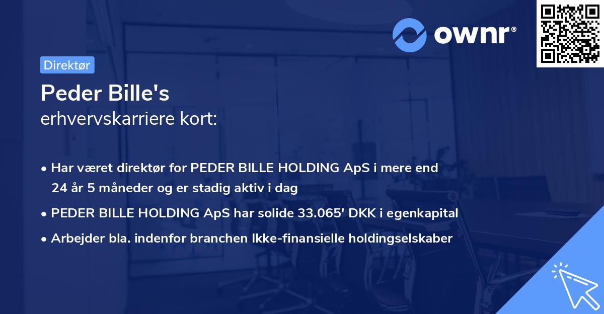 Peder Bille's erhvervskarriere kort