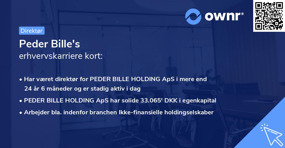 Peder Bille's erhvervskarriere kort