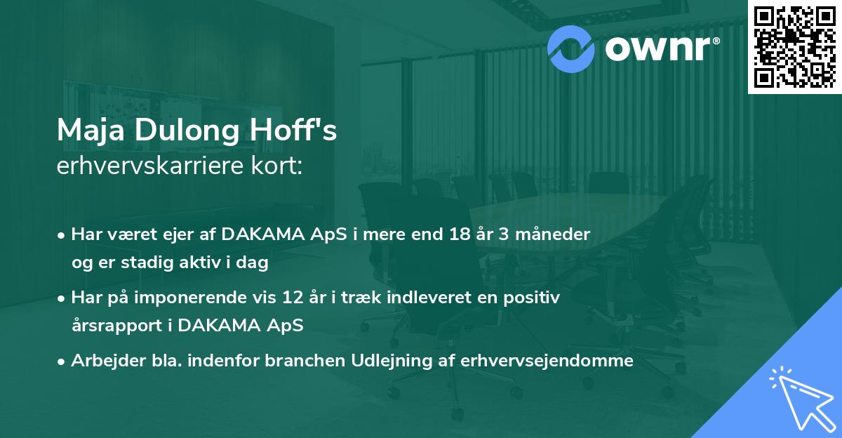 Maja Dulong Hoff's erhvervskarriere kort