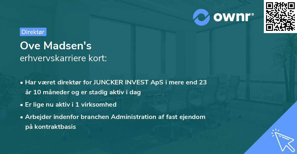 Ove Madsen's erhvervskarriere kort