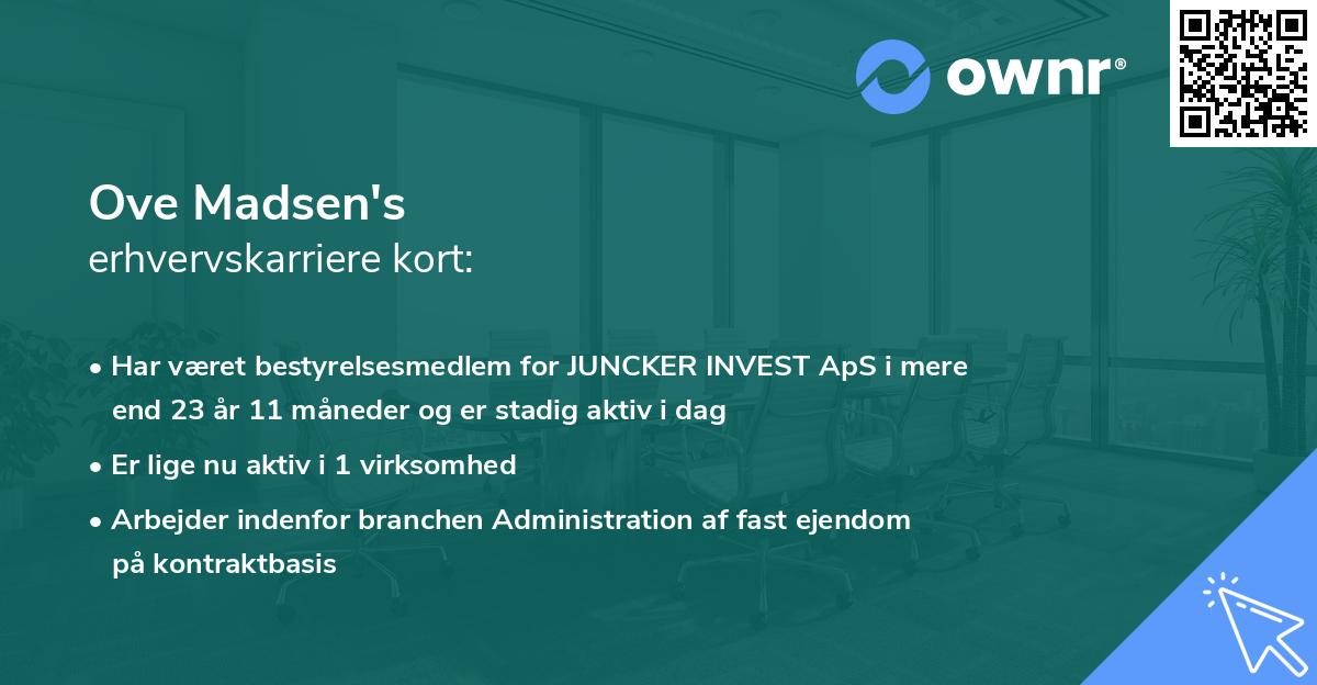 Ove Madsen's erhvervskarriere kort