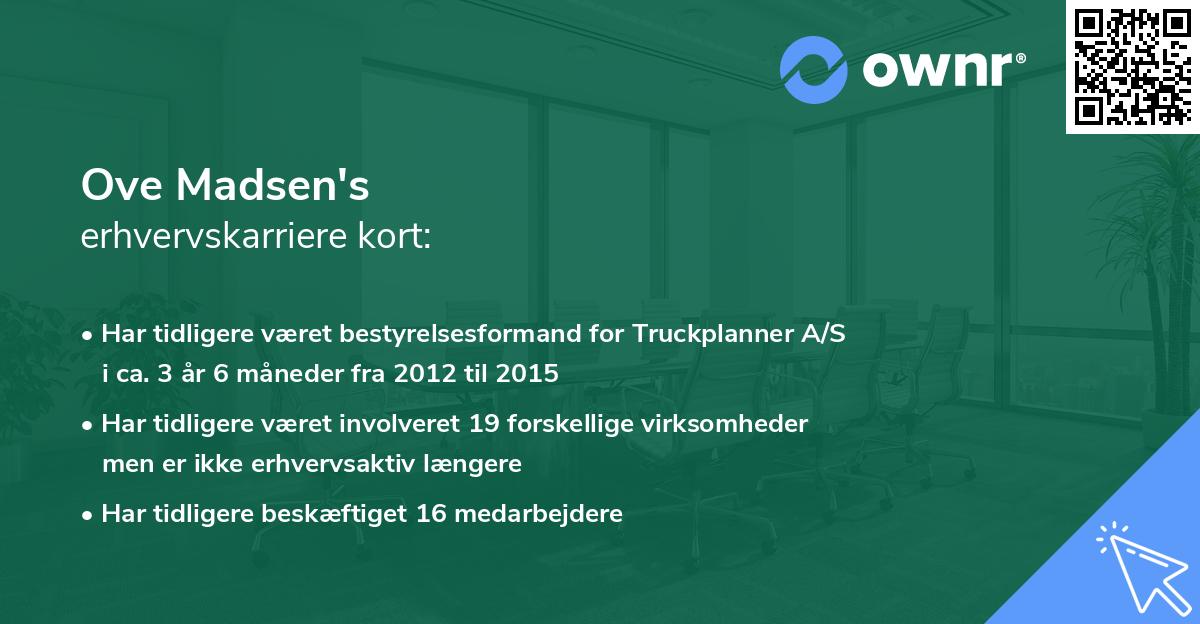 Ove Madsen's erhvervskarriere kort