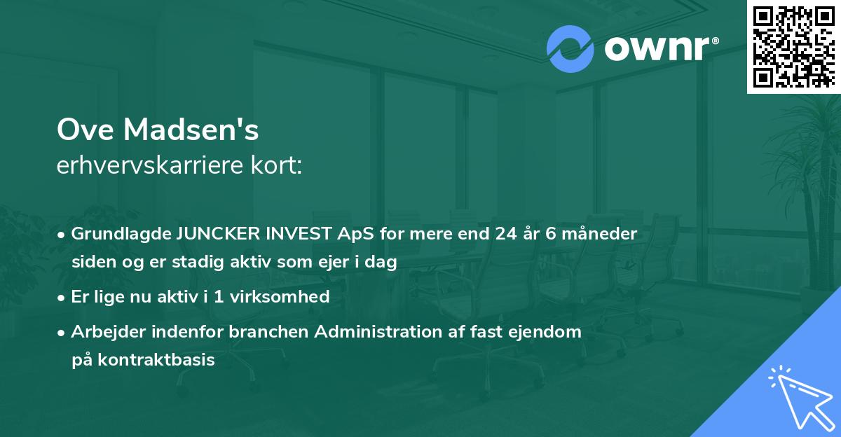 Ove Madsen's erhvervskarriere kort