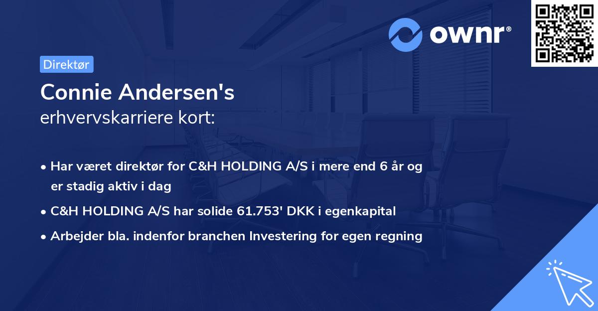 Connie Andersen's erhvervskarriere kort