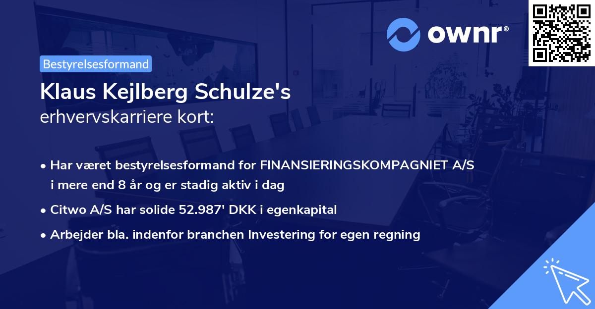 Klaus Kejlberg Schulze's erhvervskarriere kort