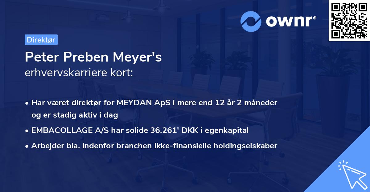 Peter Preben Meyer's erhvervskarriere kort