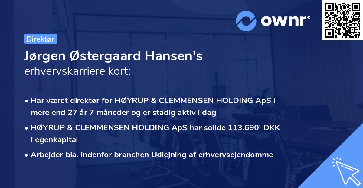 Jørgen Østergaard Hansen's erhvervskarriere kort