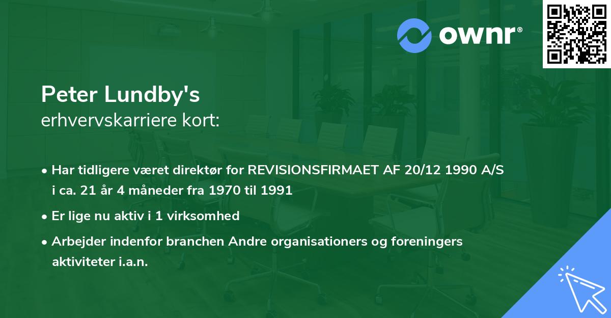 Peter Lundby's erhvervskarriere kort