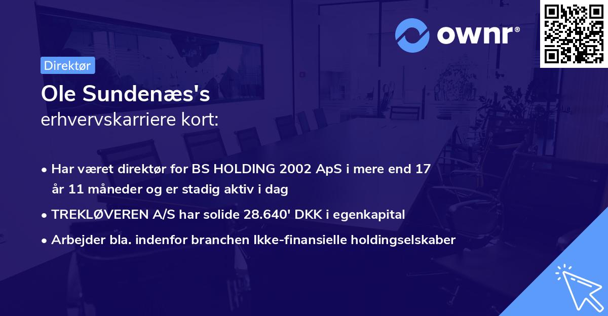 Ole Sundenæs's erhvervskarriere kort