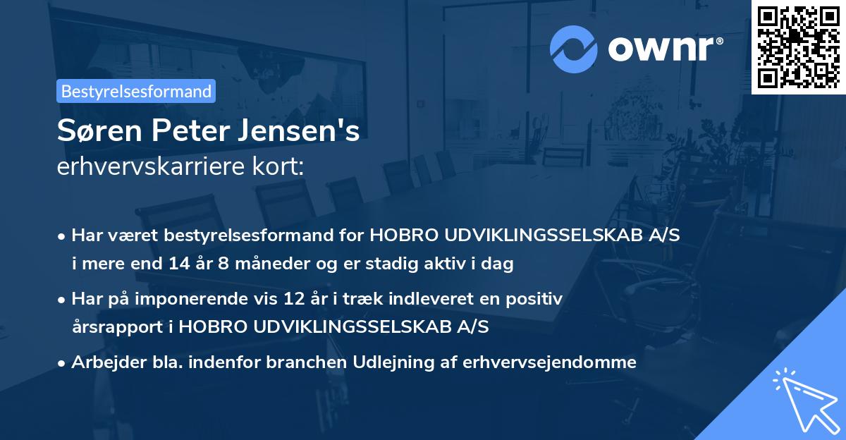 Søren Peter Jensen's erhvervskarriere kort