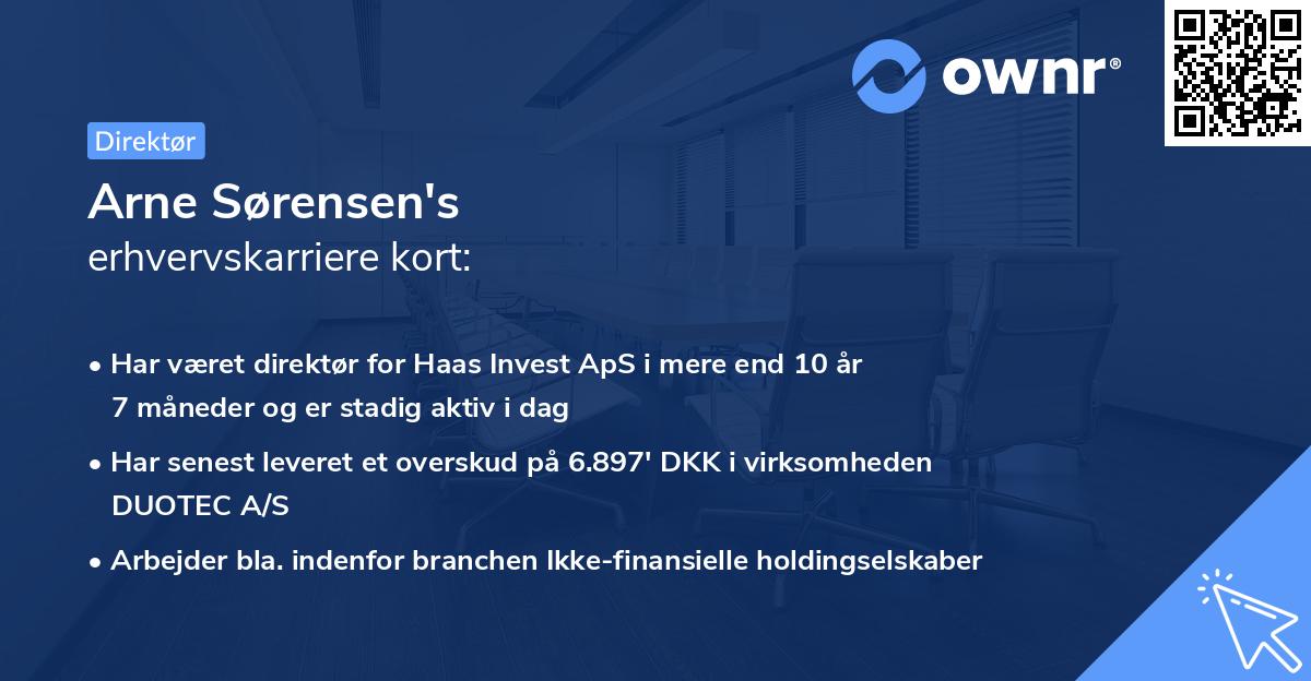 Arne Sørensen's erhvervskarriere kort