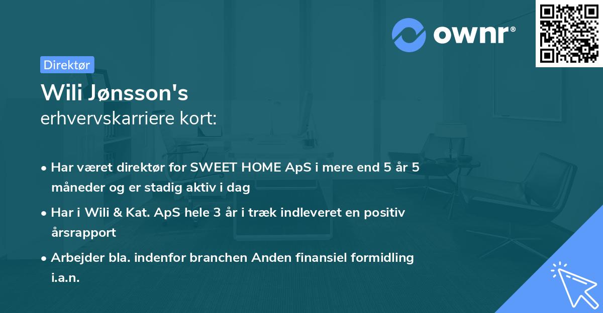 Wili Jønsson's erhvervskarriere kort