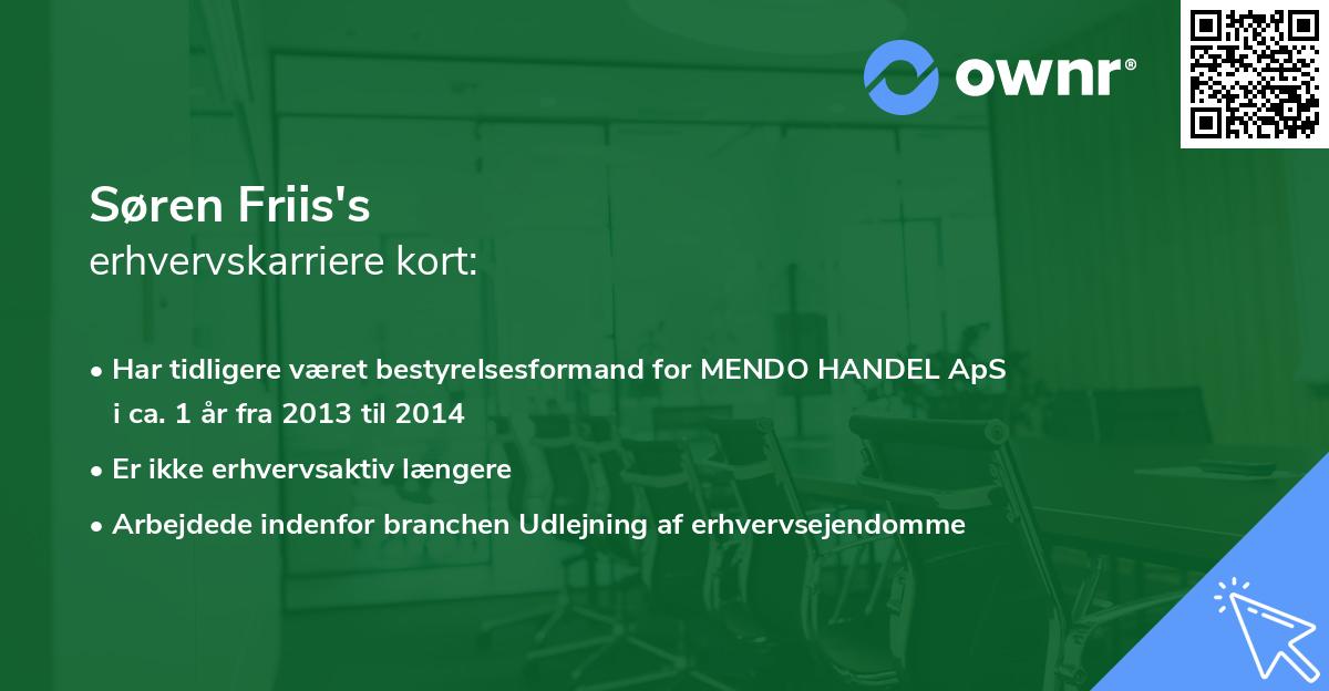 Søren Friis's erhvervskarriere kort