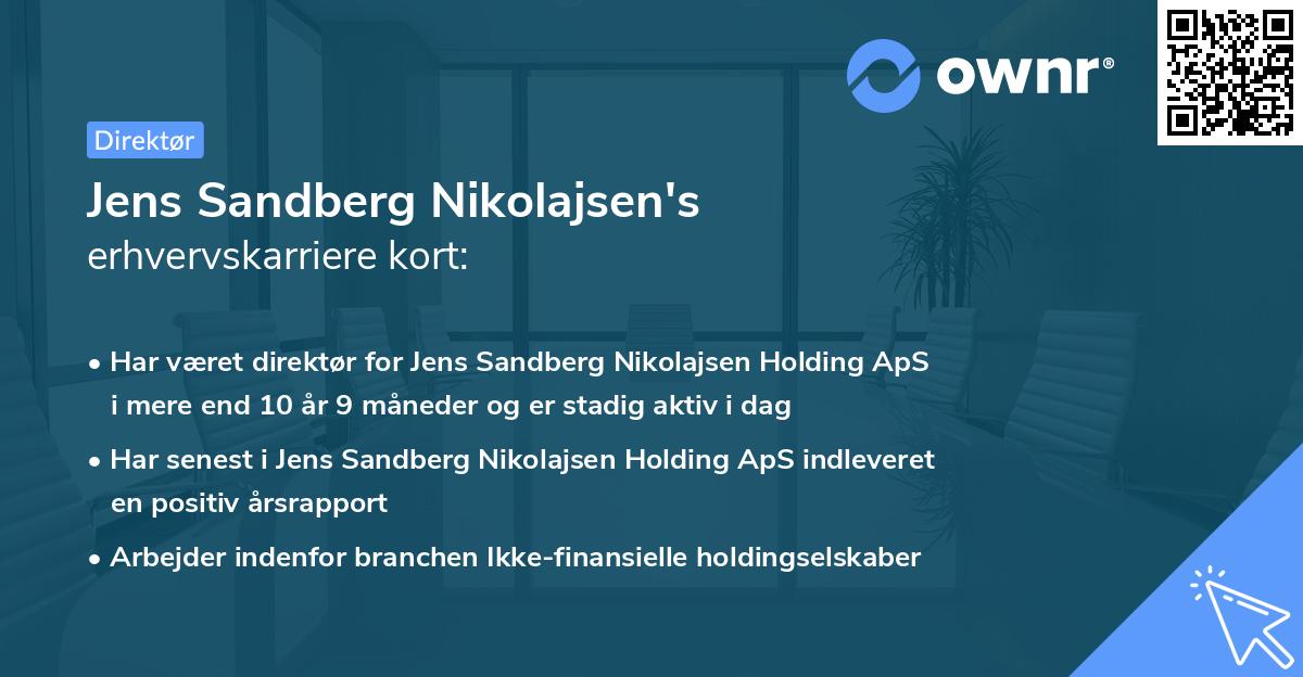 Jens Sandberg Nikolajsen's erhvervskarriere kort