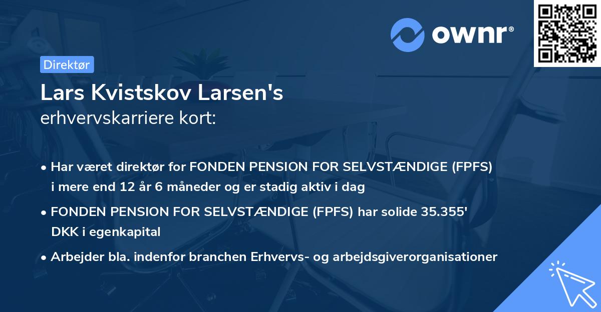 Lars Kvistskov Larsen's erhvervskarriere kort