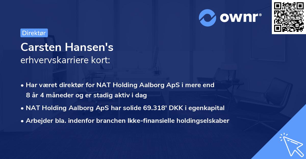 Carsten Hansen's erhvervskarriere kort