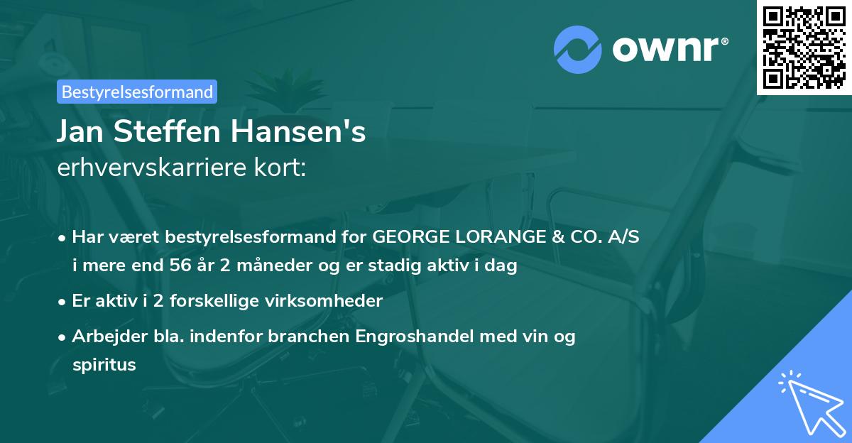 Jan Steffen Hansen's erhvervskarriere kort