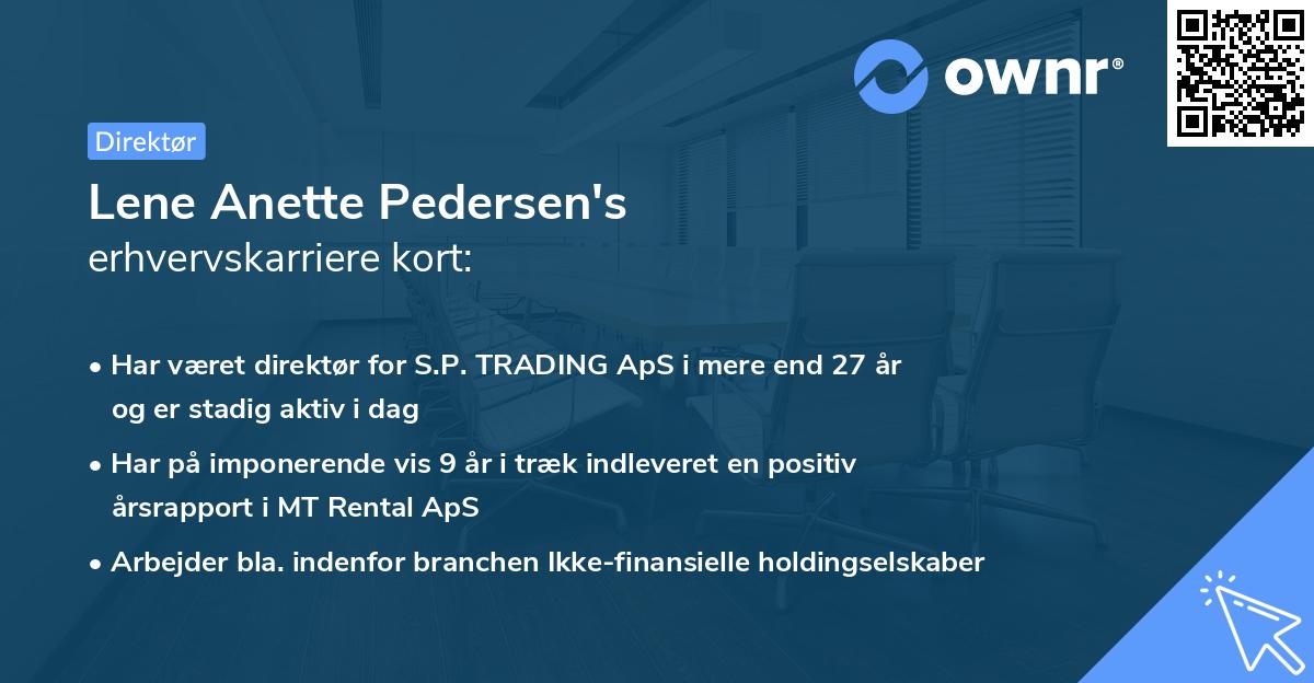 Lene Anette Pedersen's erhvervskarriere kort