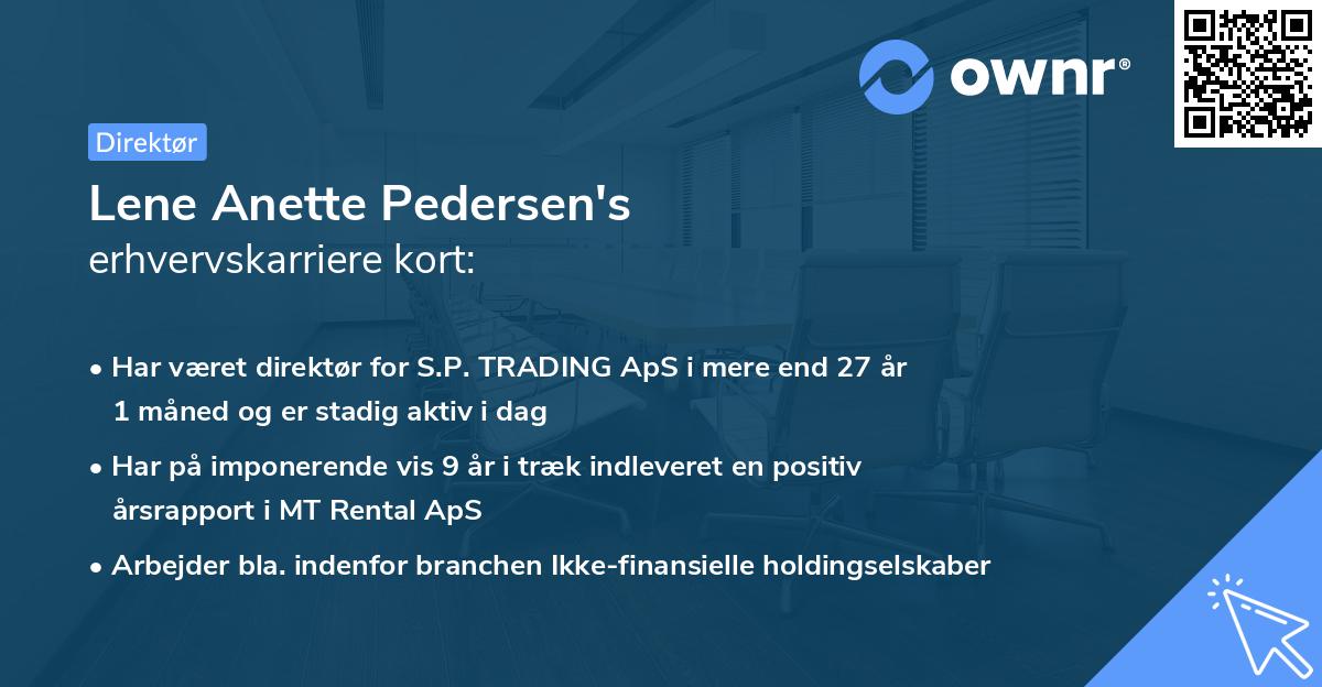 Lene Anette Pedersen's erhvervskarriere kort