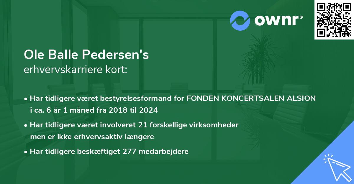 Ole Balle Pedersen's erhvervskarriere kort