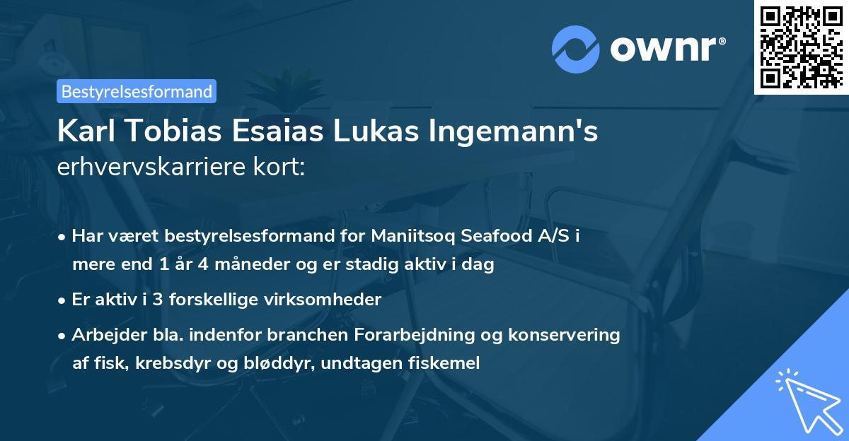 Karl Tobias Esaias Lukas Ingemann's erhvervskarriere kort
