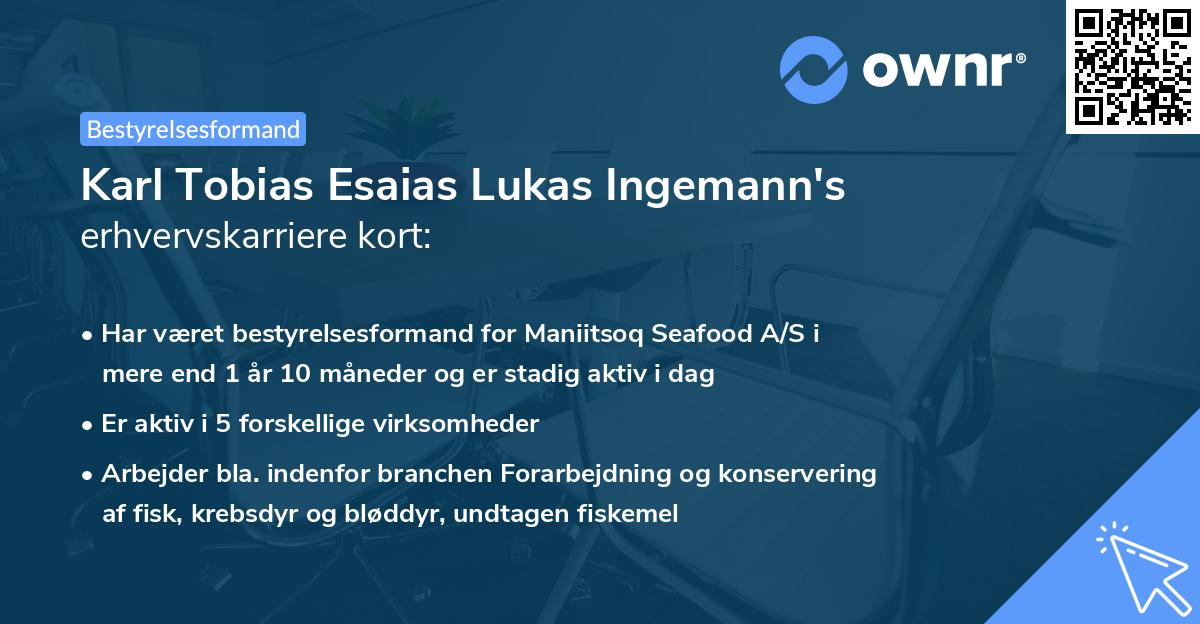 Karl Tobias Esaias Lukas Ingemann's erhvervskarriere kort