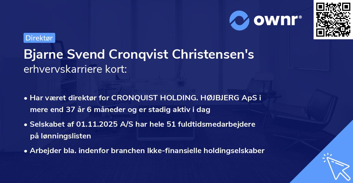 Bjarne Svend Cronqvist Christensen's erhvervskarriere kort