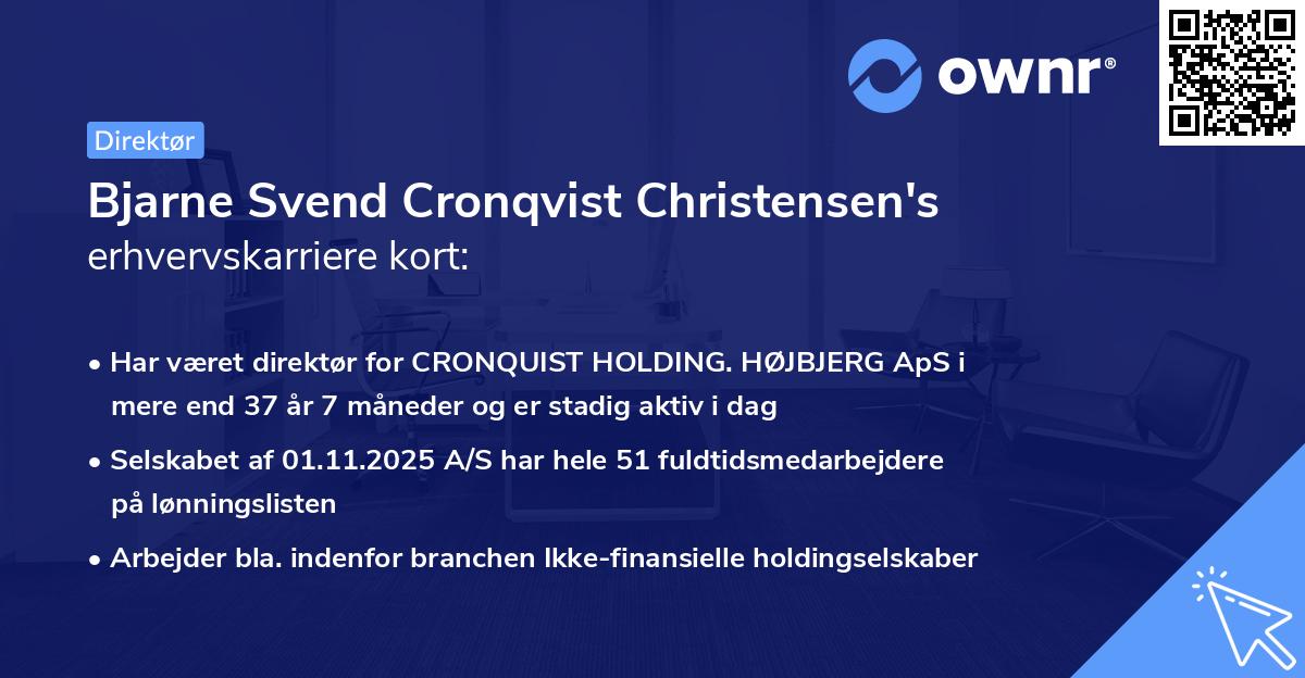 Bjarne Svend Cronqvist Christensen's erhvervskarriere kort