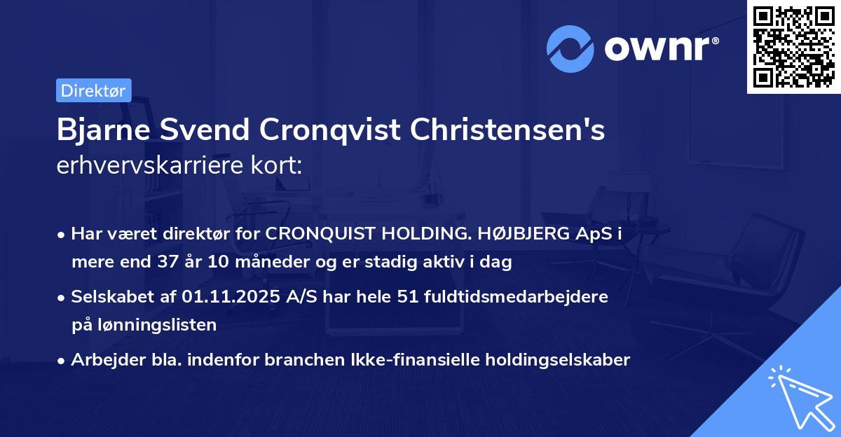 Bjarne Svend Cronqvist Christensen's erhvervskarriere kort