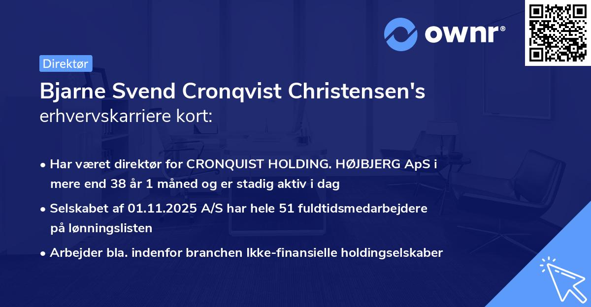 Bjarne Svend Cronqvist Christensen's erhvervskarriere kort