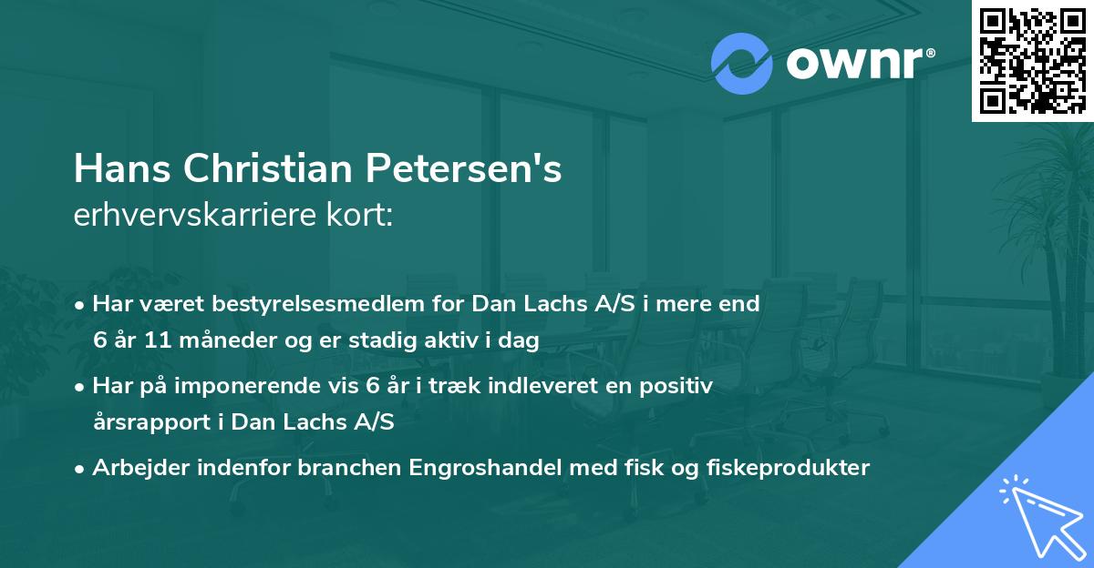 Hans Christian Petersen's erhvervskarriere kort