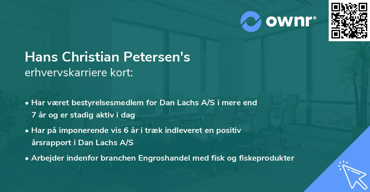 Hans Christian Petersen's erhvervskarriere kort