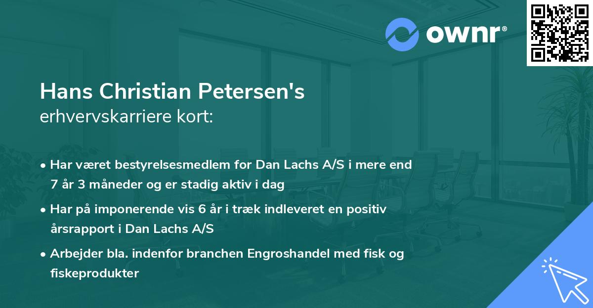Hans Christian Petersen's erhvervskarriere kort
