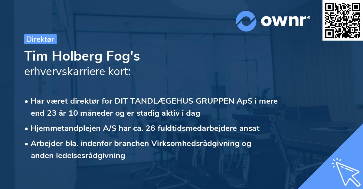Tim Holberg Fog's erhvervskarriere kort