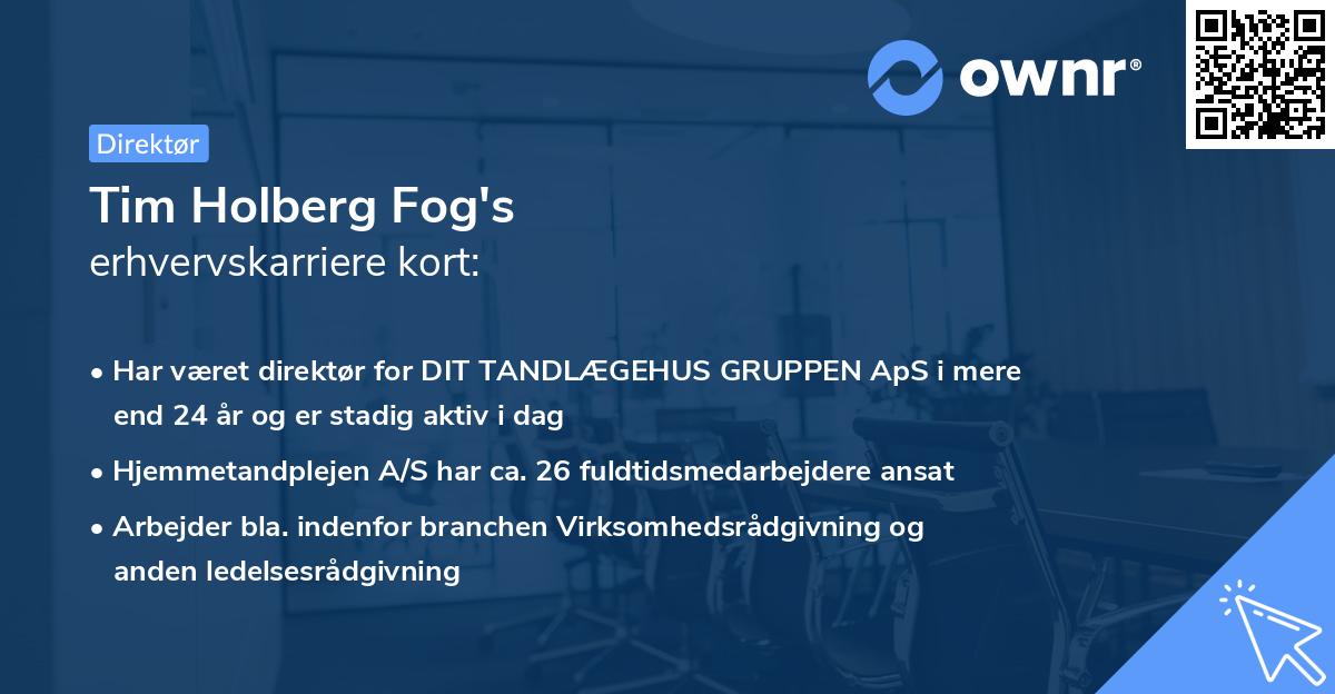 Tim Holberg Fog's erhvervskarriere kort