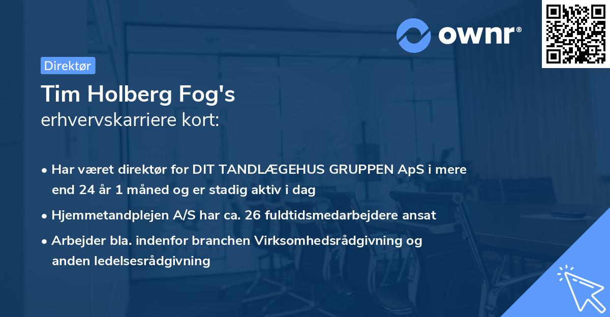 Tim Holberg Fog's erhvervskarriere kort