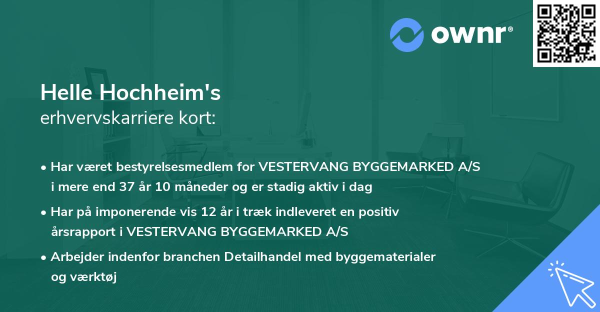 Helle Hochheim's erhvervskarriere kort