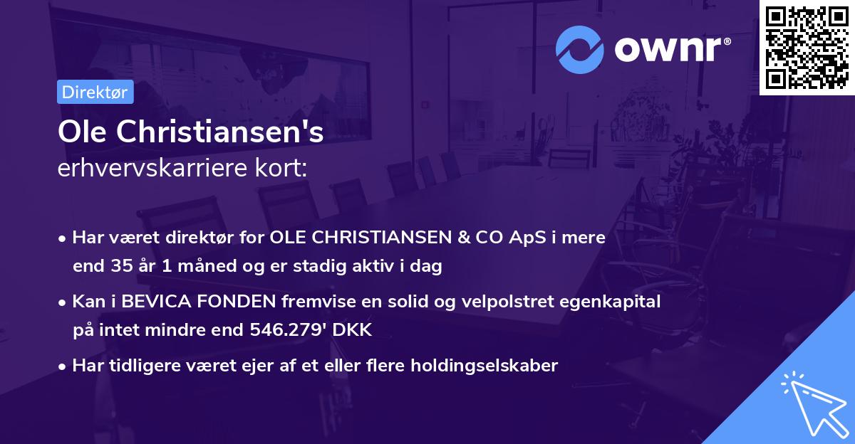 Ole Christiansen's erhvervskarriere kort