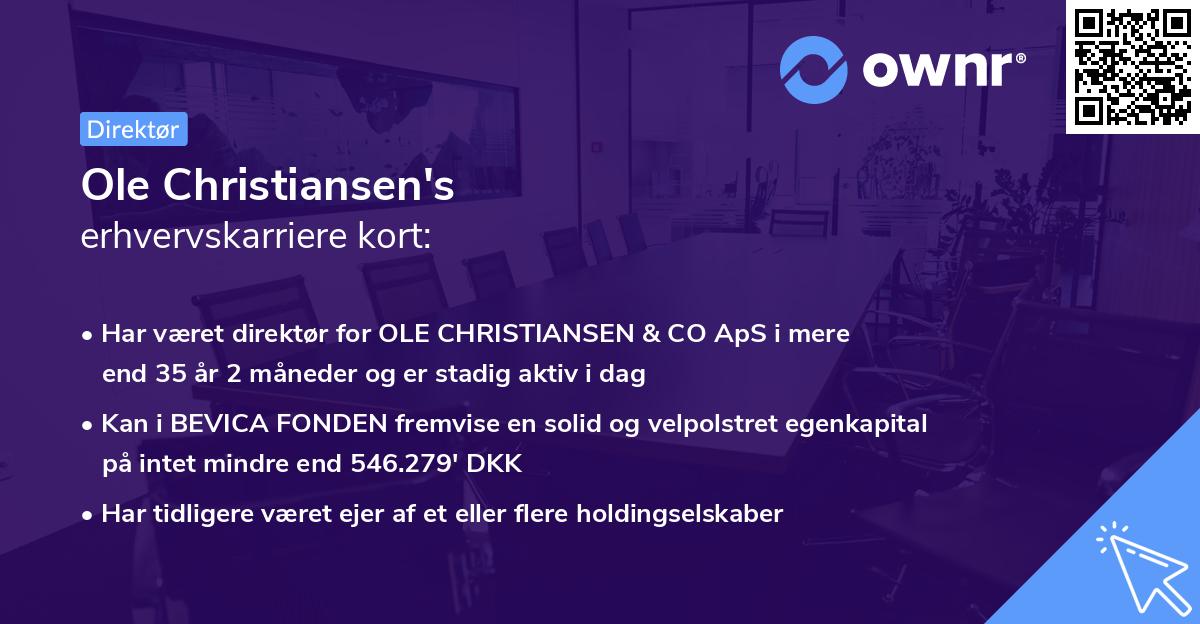 Ole Christiansen's erhvervskarriere kort