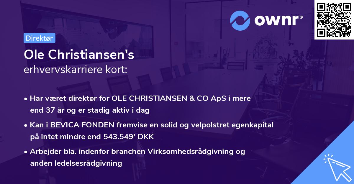 Ole Christiansen's erhvervskarriere kort