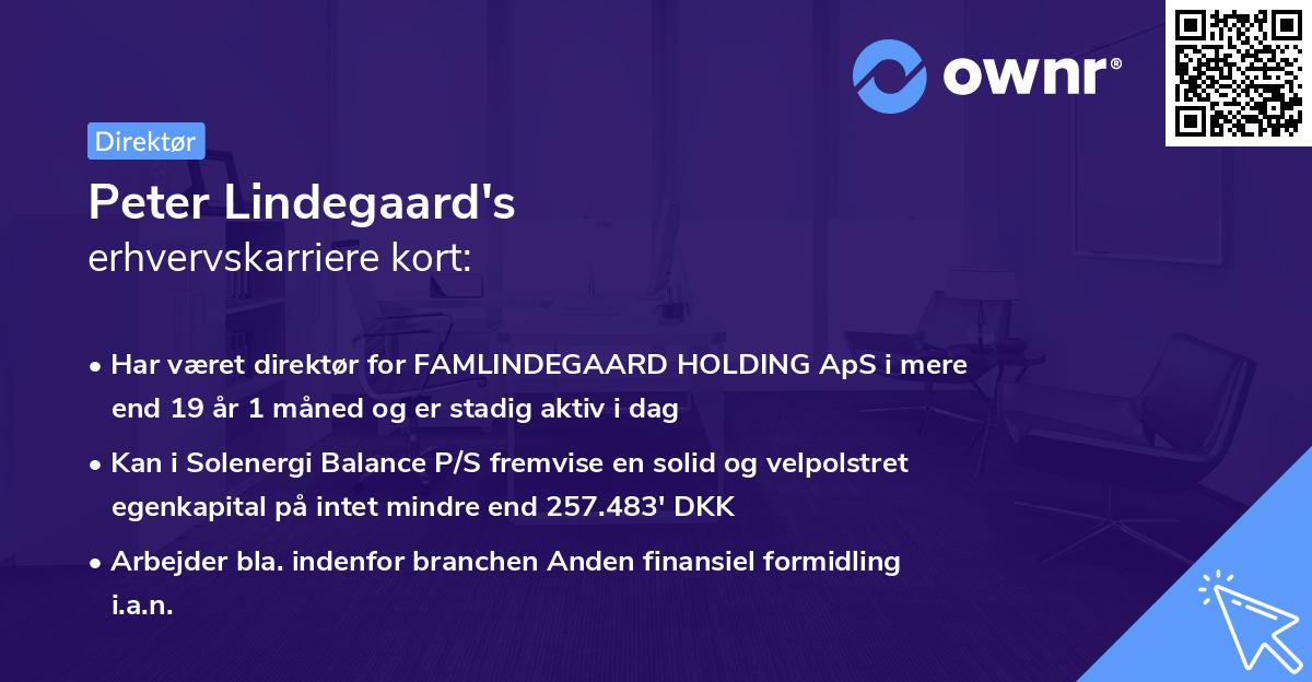 Peter Lindegaard's erhvervskarriere kort